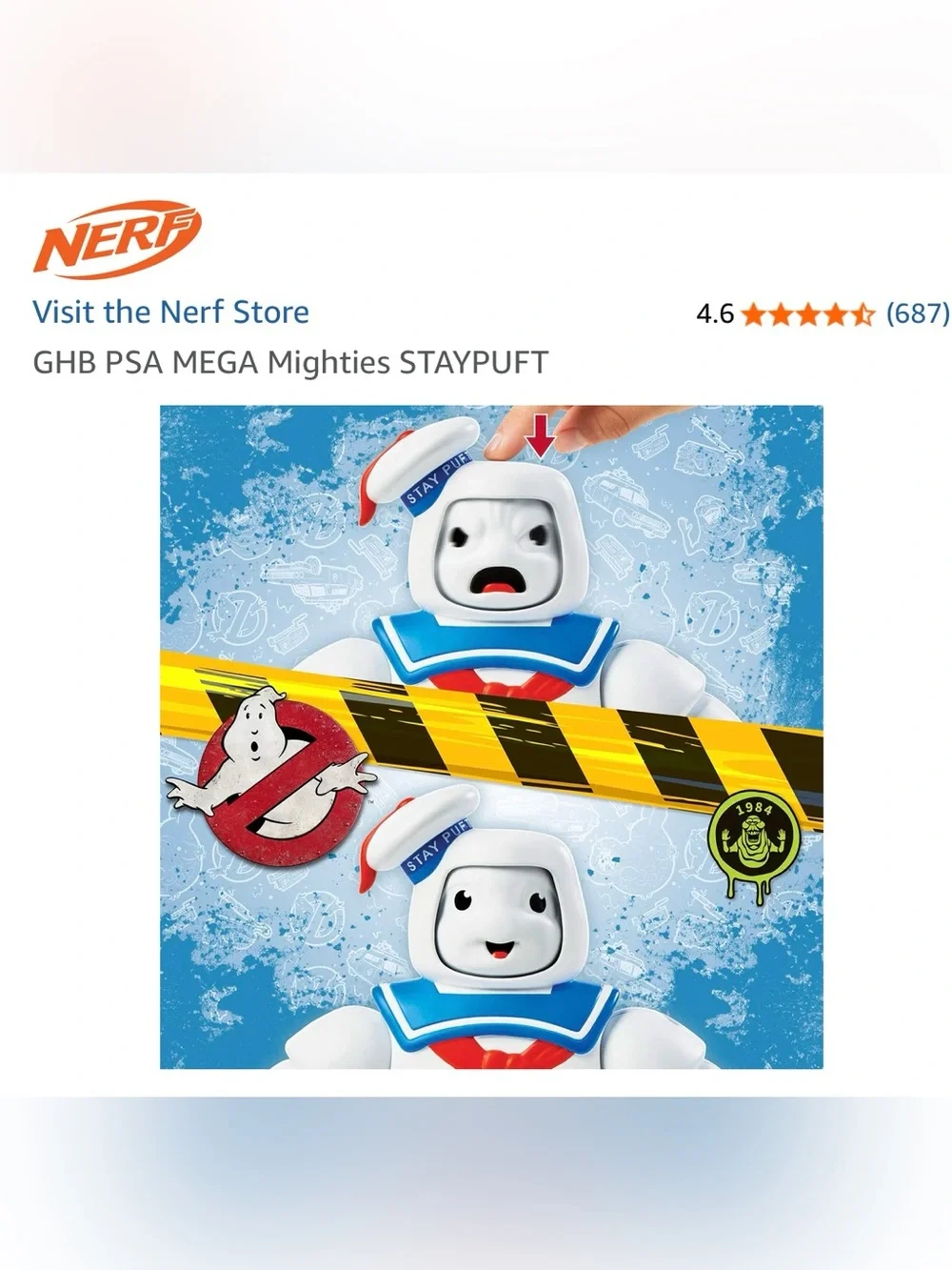 Hasbro Stay Puft Marshmallow Man Figure - White, Blue, Red